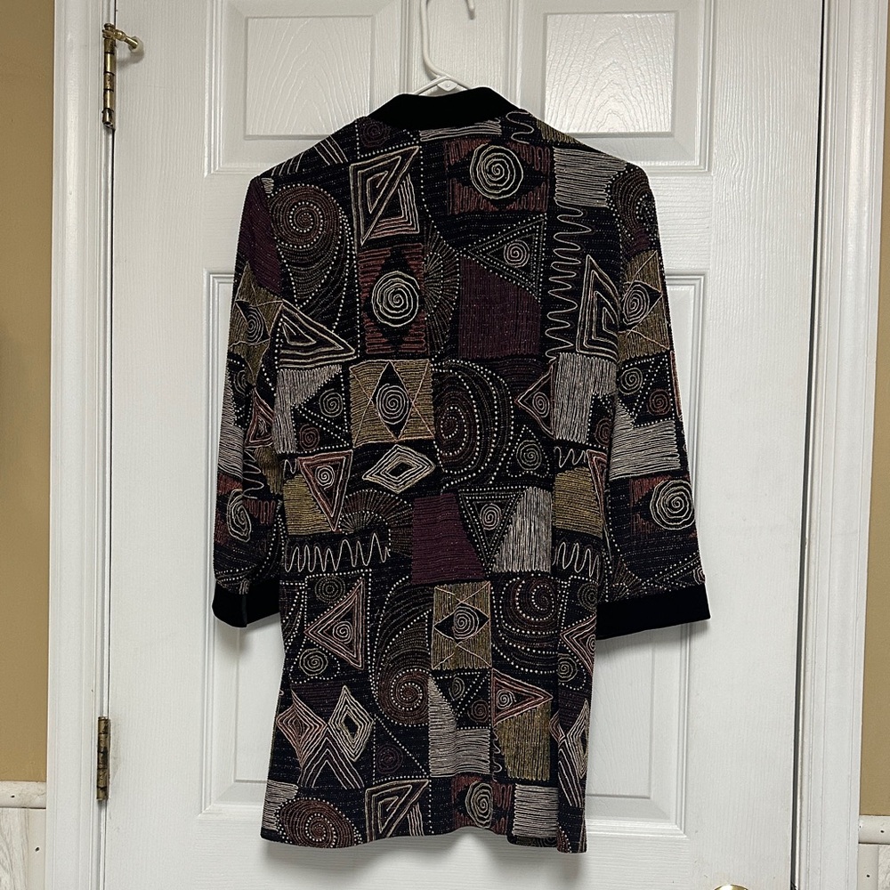R&M Richards Black and Brown Geometric Jacket